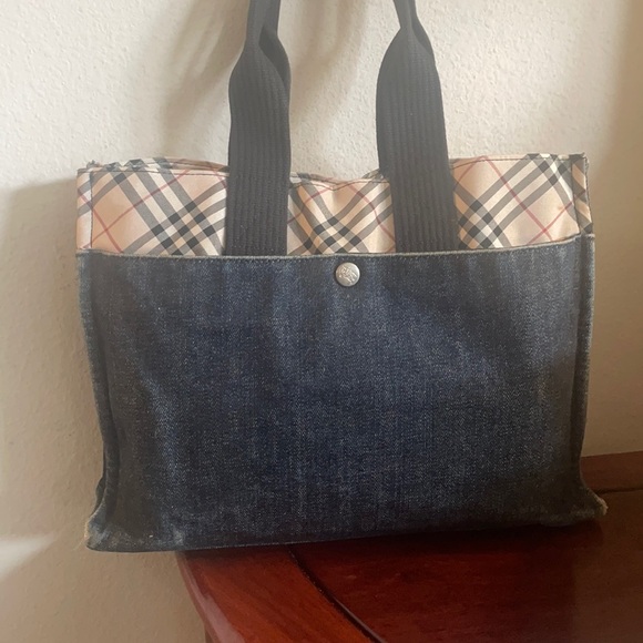 Burberry Denim and NovaCheck Tote - Picture 1 of 8